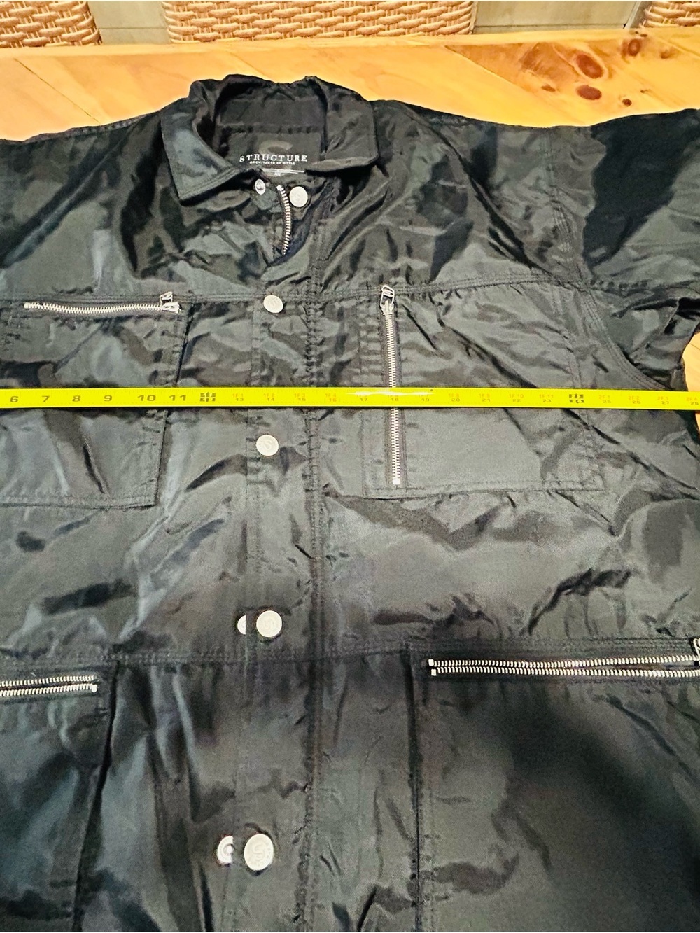 Vintage Structure Black Men's Military Field Jacket with Multiple Zipper Pockets - Picture 11 of 12